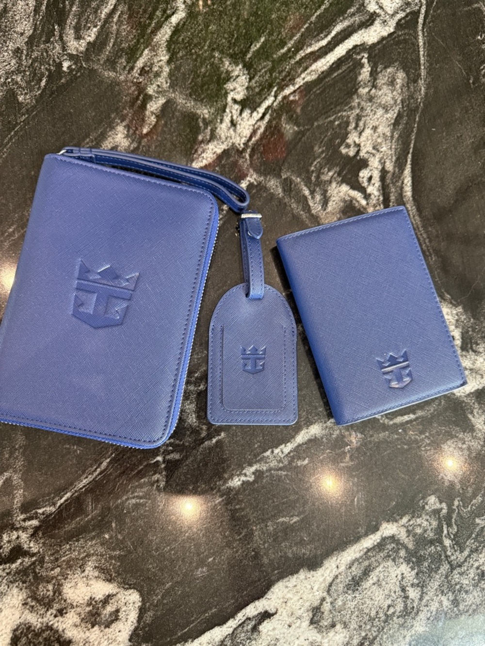 Royal Blue Travel Wallet, Luggage Tag & passport Holder Set - royal caribbean